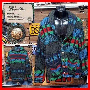 Republica 콘초 버튼 숄카라 카우친 가디건 XL