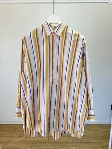 jieda 지에다 스트라이프 컷오프 오버 롱 셔츠