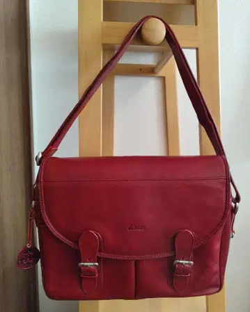 가죽 숄더백 레드