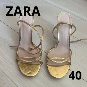 ZARA 골드 스트랩 샌들 하이힐 40