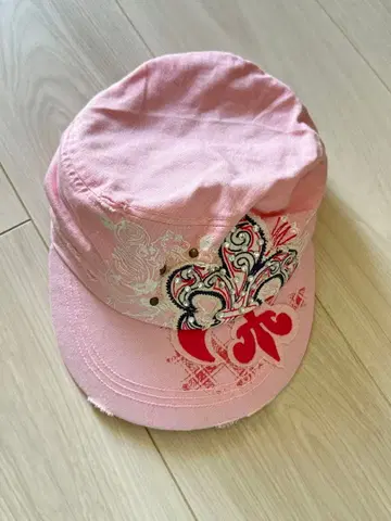 00 s Y2K Archive 핑크 자수 비즈 장식 캡
