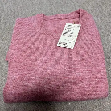 미사용 울 크루넥 스웨터 XXL 핑크
