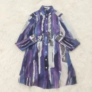 나라 까미체 아트 프린트 올 패턴 프릴 블라우스 M