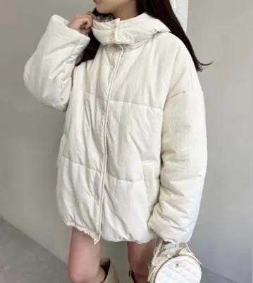 [ 후드 탈부착 가능 ] 미들 페이크 다운 자켓