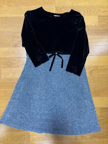 GALLERY VISCONTI 그레이 벨벳 원피스 무릎 기장