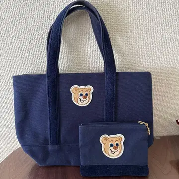 러브러리 페이러 올드 테디 네이비 토트백 & 파우치