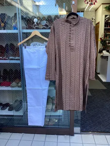 브라운 자수 캐주얼 셔츠