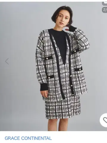 GRACE CONTINENTAL 트위드 니트 가디건