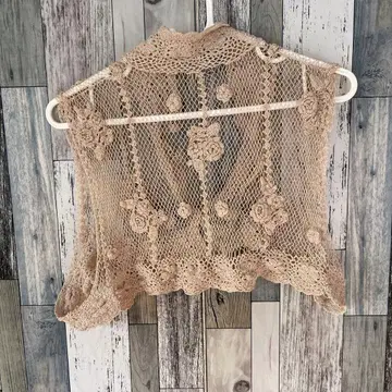 탈부착 카라 베스트 vintage 앤티크 크로셰 베스트