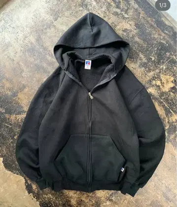 90s 러셀 지퍼 후드티 블랙 구제 의류