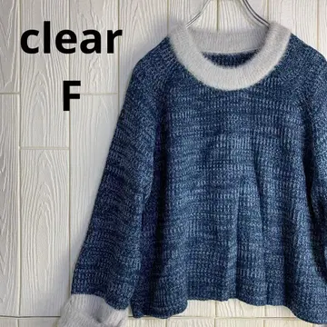 clear 네이비 니트 스웨터 긴팔 45cm 기장 F 사이즈