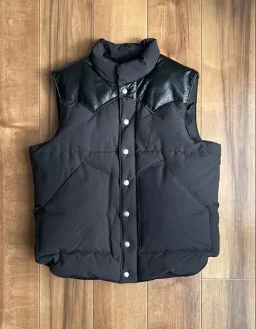 SUGAR CANE 가죽 요크 다운 베스트 블랙 천연 가죽 슈가케인 M