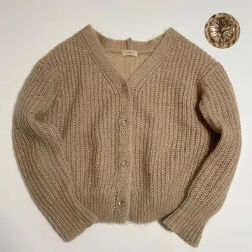 새상품급 이에나  키드 모헤어 로우 게이지 립 가디건