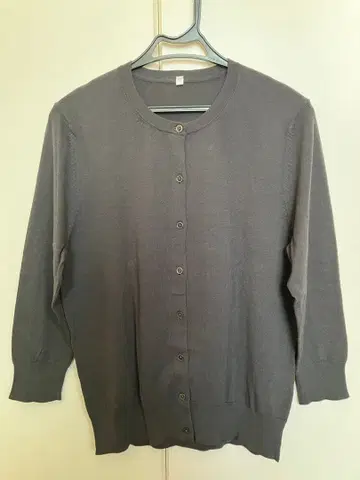 [ 새상품 ] 그레이 코튼 100% 7부 소매 가디건 M