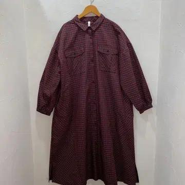 루필리안 체크 무늬 긴팔 롱 셔츠 원피스 새상품