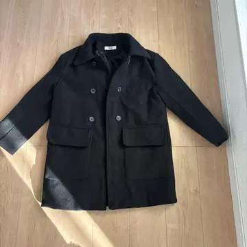 울 피 코트 블랙