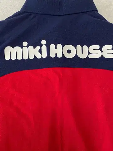 MIKI HOUSE 미키하우스 피케 셔츠 성인용 레드/네이비 L 사이즈