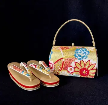 [ 새상품 ] 조리 백 세트 M 사이즈 오비 원단 사용 후리소데 일본제