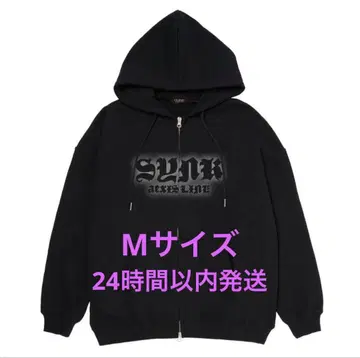 SYNK 블랙 후드 부착 집업 후드티 M 사이즈