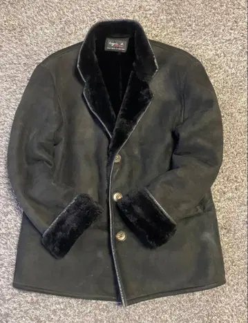 애니에스 베 무스탕 코트 블랙