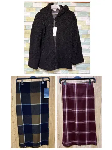 아베일 두꺼운 원단 체크 스커트 세트 & 보아 ZIP 자켓
