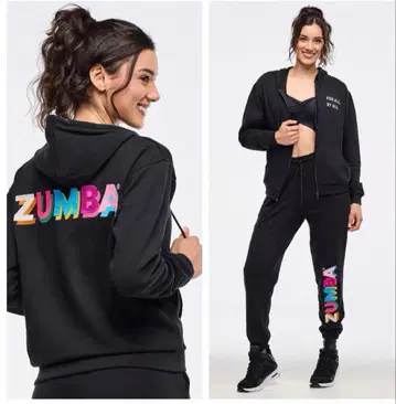 ZUMBA 블랙 조거 후드티 사이즈:M