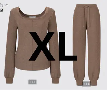 유니클로 히트텍 울 블렌드 와플 스퀘어 넥 T 와플 팬츠 XL