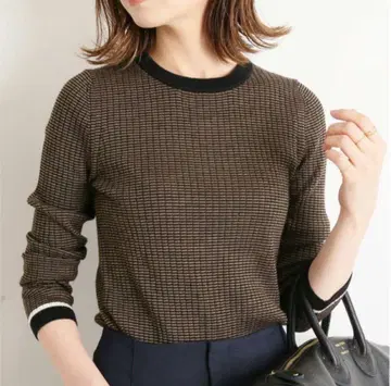 클리닝 완료 lENA 이에나 3 x 3 리브 니트 스웨터 브라운