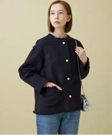 슬로브 이에나 트위드 자켓 네이비