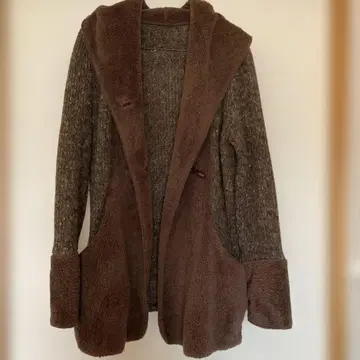 후드 부착 브라운 가디건