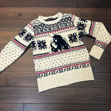 아이보리 눈꽃 니트 스웨터 긴팔