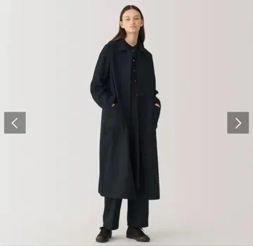 택 포함 새상품 무인양품 MUJI LABO 울 혼방 롱 코트 다크 네이비