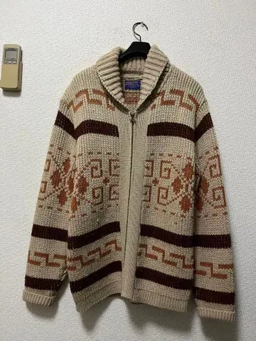 70s USA 펜들턴 코위찬 니트 //M 베이지 네이티브 무늬