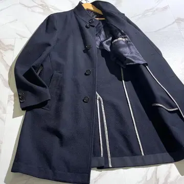 컨디션 최상 휴고보스 스탠드 카라 코트 울 소재 L 상당 네이비