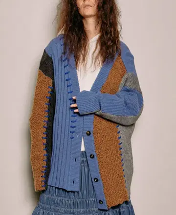 MAISON SPECIAL 핸드스티치 멀티 콤비 가디건