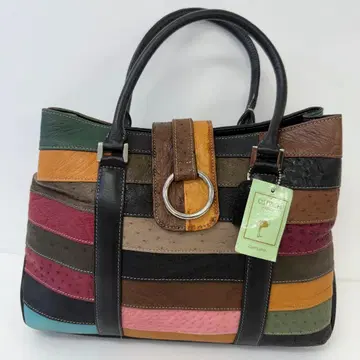 멀티 컬러 가죽 핸드백