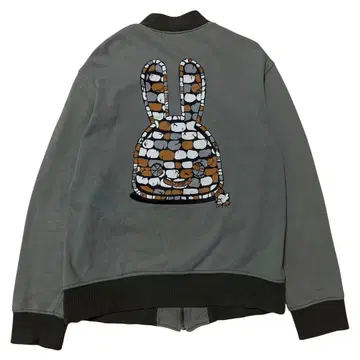 CUNE 토끼 로고 프린트 와펜 맨투맨 블루종 카키 L