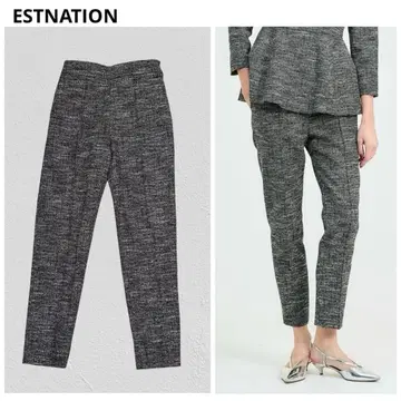 새상품급 ESTNATION 믹스 핀턱 슬림 테이퍼드 팬츠