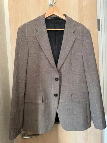 미사용 ZARA 자라 테일러드 자켓 브라운 체크 USA38