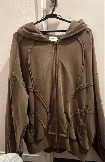 ANDER HUNK 브라운 풀 집업 후드티 L