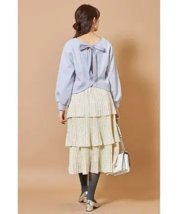 tocco closet 소매 펄 백 리본 상의 귀여운 고급