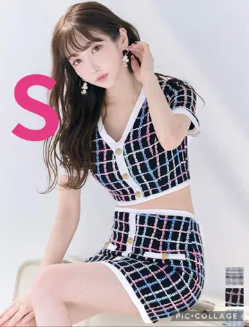 JEWELS 체크 무늬 트위드 셋업 드레스 S