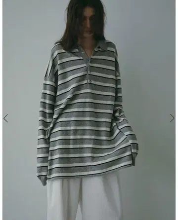 ETRE TOKYO 멀티 보더 니트 폴로 미착용 숄더만