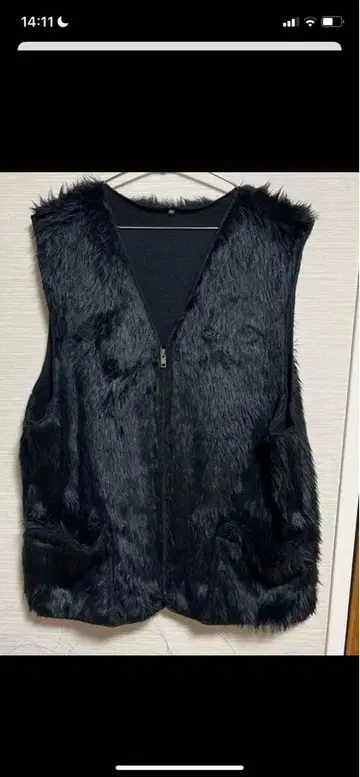 US 산겐자야 인조 모피 베스트 블랙 사이즈 40