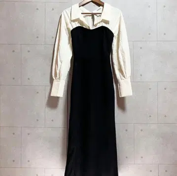 SNIDEL 셔츠 드레스 블랙/화이트