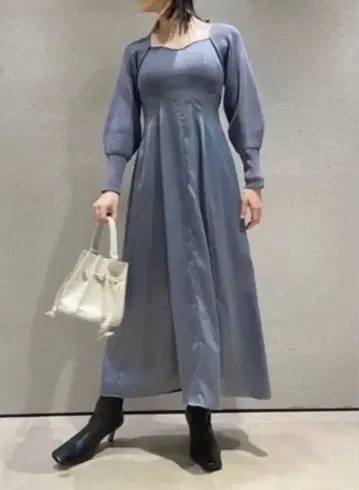 프레이 아이디 스퀘어 넥 콤비 원피스