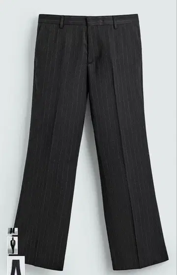 블랙 스트라이프 와이드 레그 슬랙스