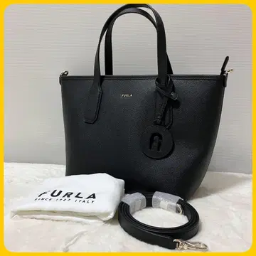 새상품급 수납 봉투 포함 FURLA 2way 숄더 백 블랙 보트형