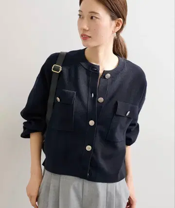 프레임워크 더블 자카드 크롭 가디건