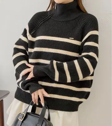 CHICO 아지메 하프 지퍼 루즈 니트